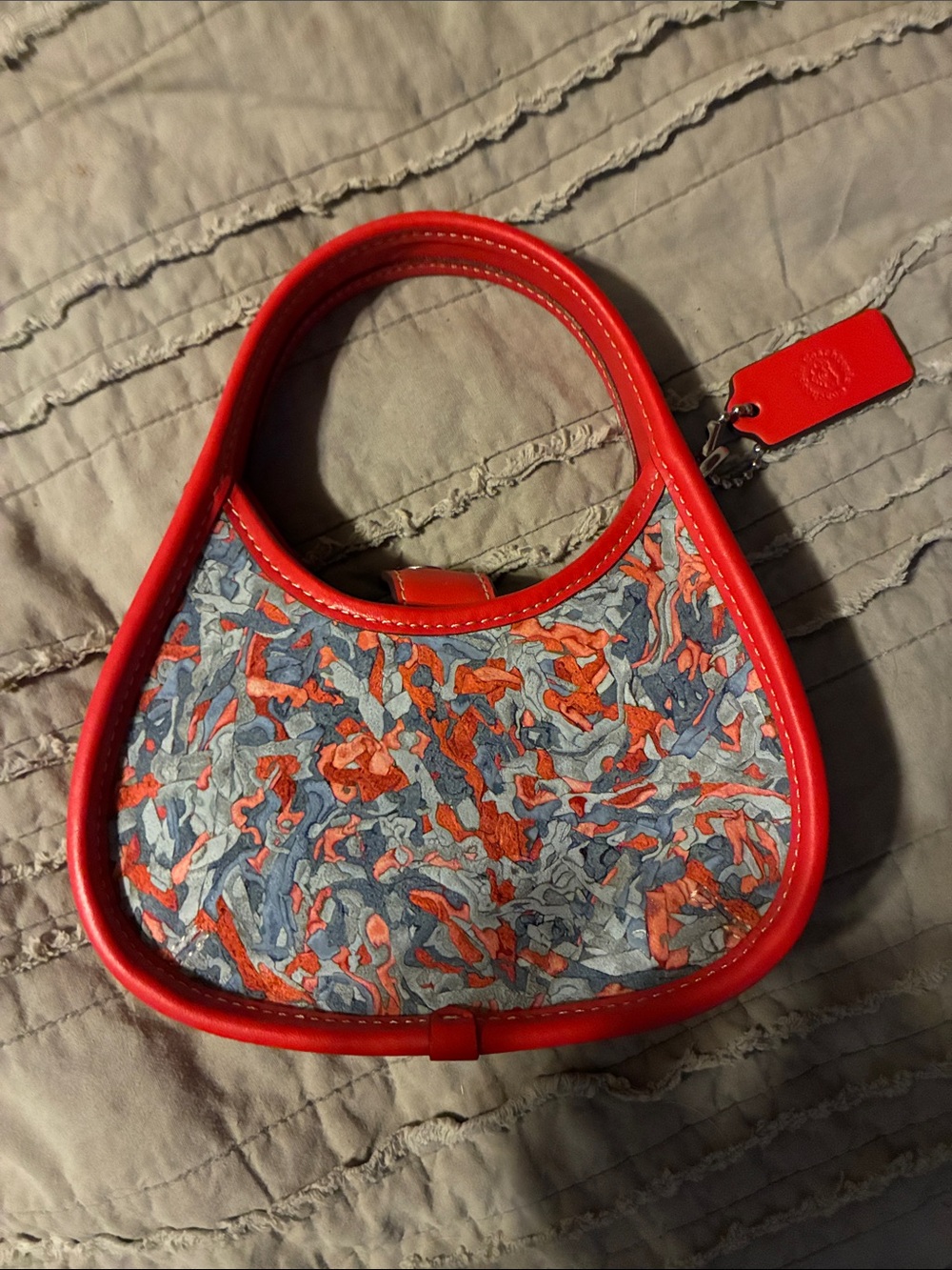Coach Red Trim Multicolor Abstract Mini Shoulder Bag - Picture 2 of 5